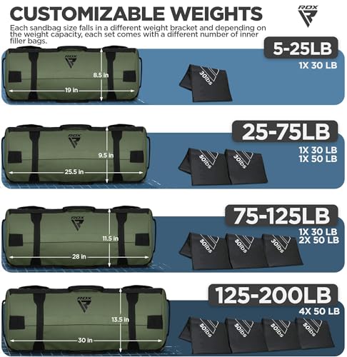 Unfilled Army Green Sandbag for Fitness Weights Training 25-75 Lb