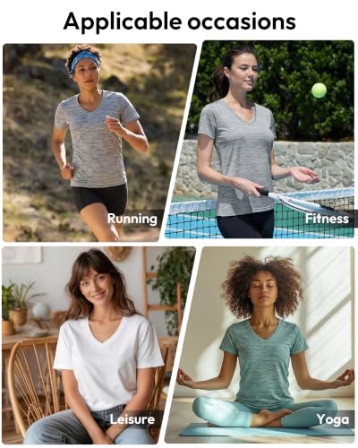 Women's Workout Shirts - Moisture Wicking Quick Dry Athletic T-Shirts - 7 Pack, X-Large