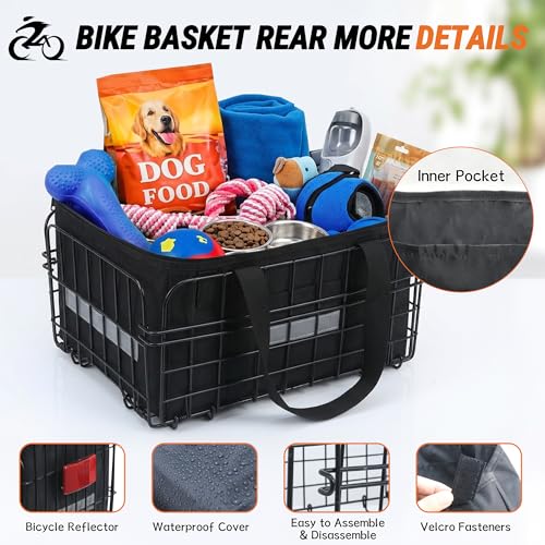 Foldable Rear Bike Basket 15.8 x 11.0 x 8.7 Inch Waterproof Cargo Rack