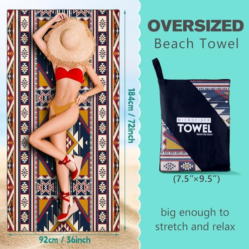 Southwestern Beach Towel Extra Large 36x72 Inches Aztec Microfiber Microfiber Towels - Aztec-8