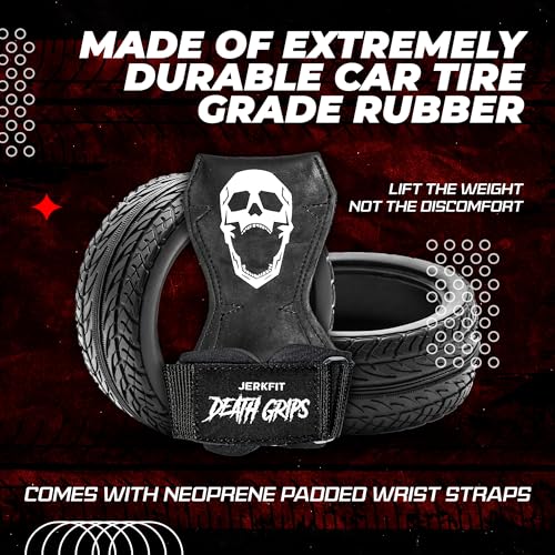 Medium JerkFit Death Grips Lifting Straps - Car Tire Grade Rubber Wrist Support for Deadlifts & Pull-Ups