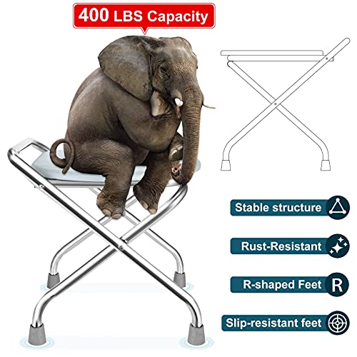 Portable Camping Toilet Seat 16-Inch Stainless Steel Foldable Travel Toilet for Adults