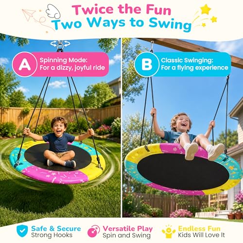 48 Inch Saucer Swing for Kids & Adults - Tree Swing with 900 lb Capacity