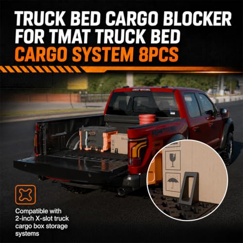 Black 8-Pack Truck Bed Cargo Blockers for Tmat System - Vehicle Cargo Safety