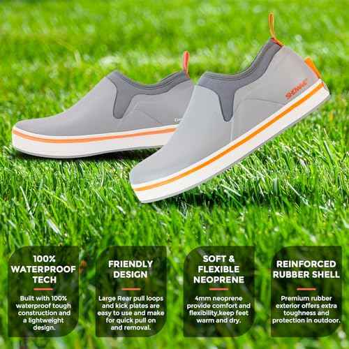 Showave Deck Shoes for Women Waterproof Garden Shoes Slip-on Rain Shoes Breathable Ruber Mud Shoes for Outdoor Fishing Walking Gardening Walking