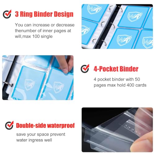 Combat-400 Sports Card Binder - 400 Pocket Waterproof PU Storage Album