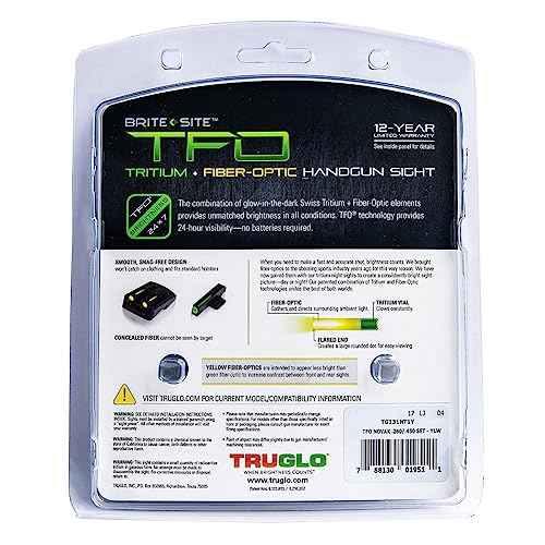 Truglo TFO Tritium & Fiber-Optic Handgun Sight | Durable Compact High-Visible Front & Rear Night Sight Set, Compatible with 1911 Handguns