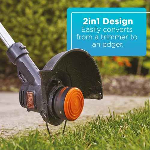 BLACK+DECKER 20V MAX String Trimmer Edger Cordless, 10-Inch Electric Weed Wacker with Automatic Feed Spool Kit (LST201)