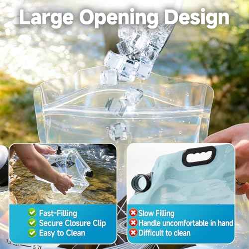 Rocalt 2 Pack Collapsible Water Container, 2.1Gallon BPA Free Water Storage Carrier Jug with Spigot, Foldable Camping Portable Water Bag for Hurricane Preparedness, Hiking, Survival & Emergency