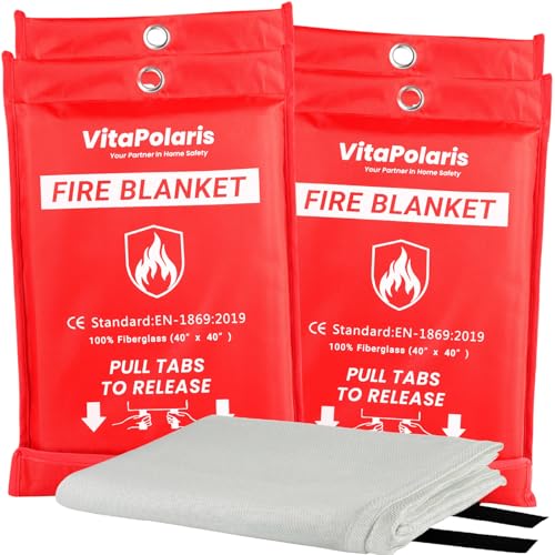 Heavy-Duty Emergency Fire Blanket 4 Pack - Fireproof Fiberglass Heat Shield for Kitchen, Home, Car, Camping