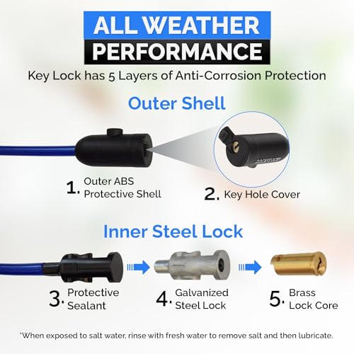 Bike Security Cable Lock Kit 2ft with Keys - Weatherproof Steel, Easy to Use