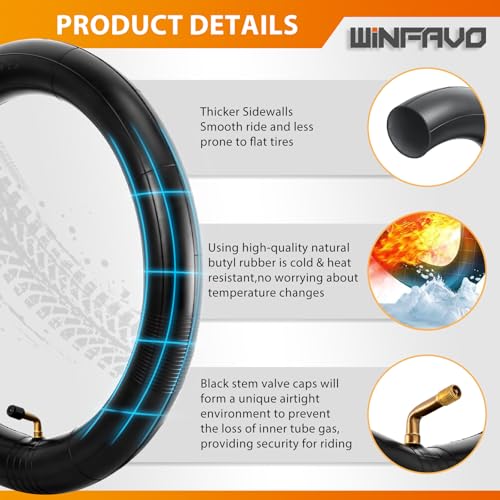 16 Inch Bike Inner Tubes - Heavy-Duty Compatible with Electric Scooters - 2 Pack