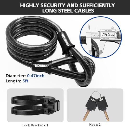 Heavy Duty Anti-Theft Bike U Lock with 5ft Steel Cable - Gray, Medium Variation