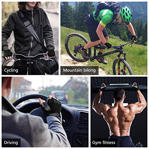 Accmor Half Finger Cycling Gloves Black Large Men Women Bike Gloves Shock Absorbing