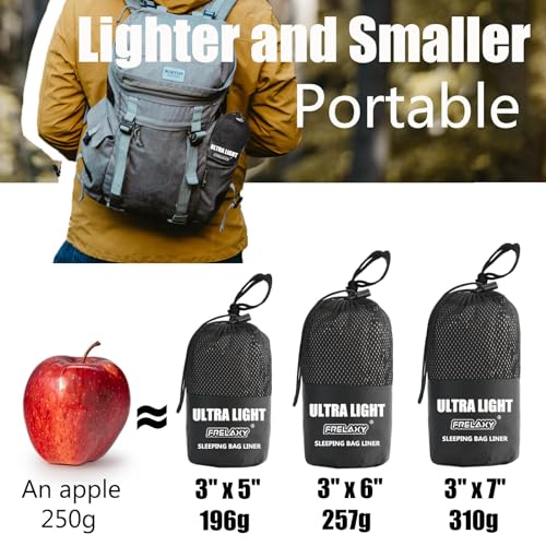 Frelaxy Ultralight Sleeping Bag Liner Gray No Zipper 27.5x84.6in Travel Sheet
