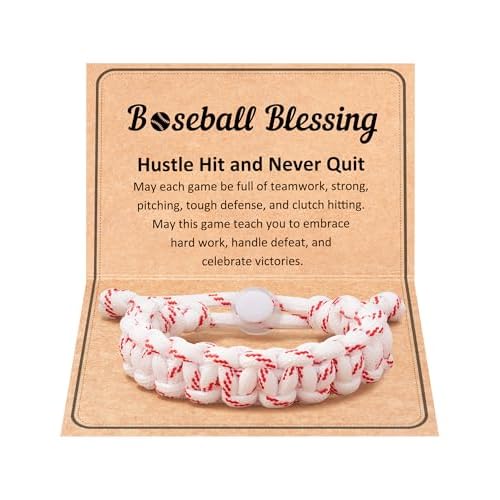 HGDEER Baseball Bracelet, Adjustable Braided, Baseball Basketball Gifts for Teens, Teams, Son, Grandson Brother