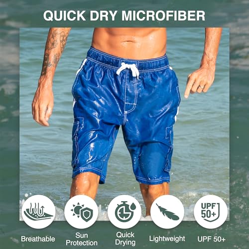 Men's Swim Trunks Medium Barracuda Royal Blue - Quick Dry, UPF 50+