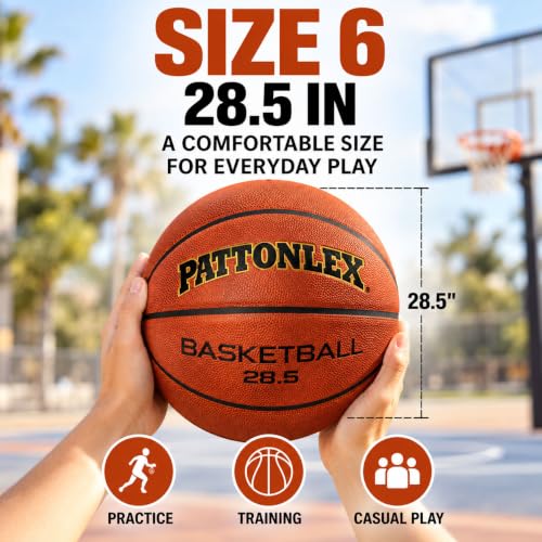 Size 6 Youth Basketball 28.5 Inch Indoor Outdoor Composite Leather - Brown No.6