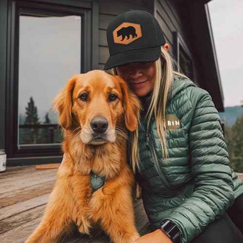 Bear Baseball Cap for Bear Lovers,Leather Trucker Hat Snapback Hat for Men Women Brown