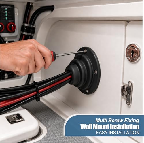 Boat Motor Well Cable Boot - Protective Marine Wire & Fuel Line Organizer, Black 2.7"