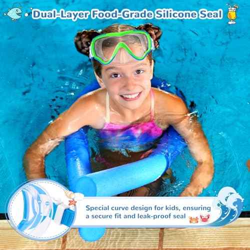 Kids Swim Goggles with Nose Cover, Anti Fog Wide View Clear Swim Mask for Kids Youth 3-15, Anti-Shattered No-leak