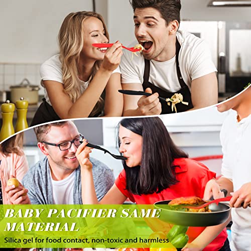 Mixweer Silicone Cooking Forks 2 Pack Heat Resistant 11.6 Inches Red & Black