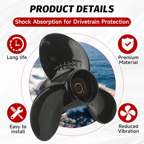 Boat Propeller for Suzuki Outboard Engines 9-1/4 x 9, Compatible with DT15 DF20 9.9HP 15HP