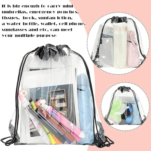 30 Pack Clear Drawstring Backpack for Stadium Sports and Events - Black