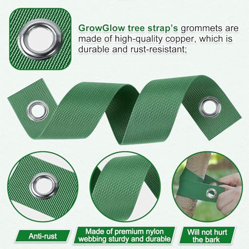 Tree Stake Kit 3-Pack for Leaning Trees, 18-Inch Support Stakes with Straps - Green-03