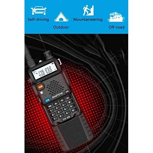 Baofeng UV-5R Dual Band Two Way Radio Handheld Ham Radio Long Range Walkie Talkies Pack of 4 for Hiking Camping Skiing Trip (Black) with 8W 3800mAh Battery