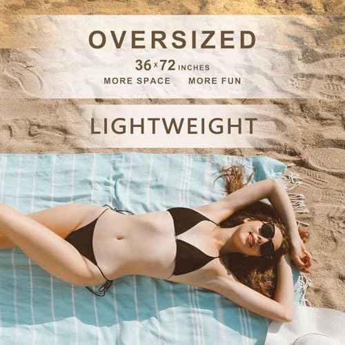 2 Packs Turkish Beach Towels Travel Vacation Essentials Quick Dry Sand Free Oversized Bath Pool Swim Towel Extra Large XL Blanket Adult Cruise Accessories Must Haves Clearance Stuff Necessities