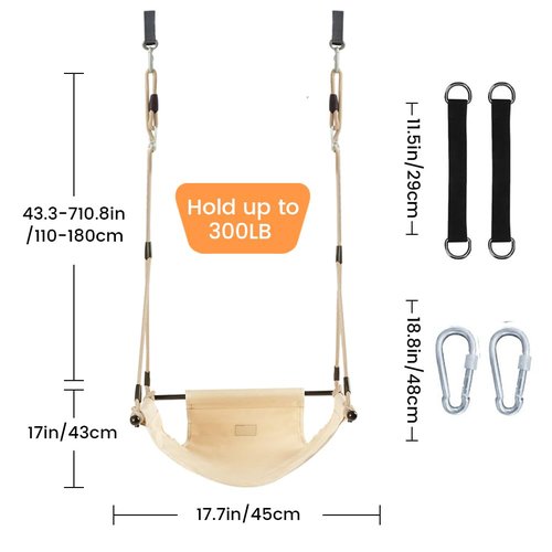 ROPECUBE Minimalist Style Swing Chair with Heavy Duty Ropet, Doorway Swing for Kids and Adult Indoor Outdoor for Little tikes for Playground, Backyard Home (Beige)