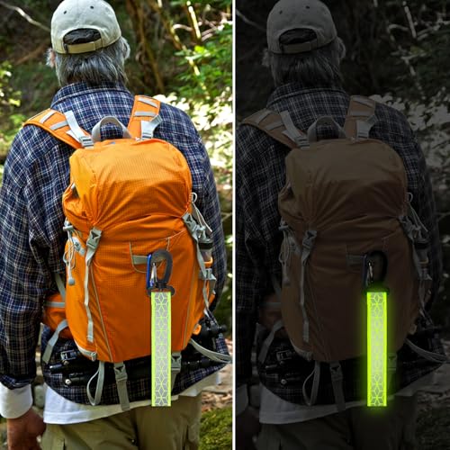 6PCS Green Reflective Backpack Straps Safety Night Reflectors for Cycling Running Camping