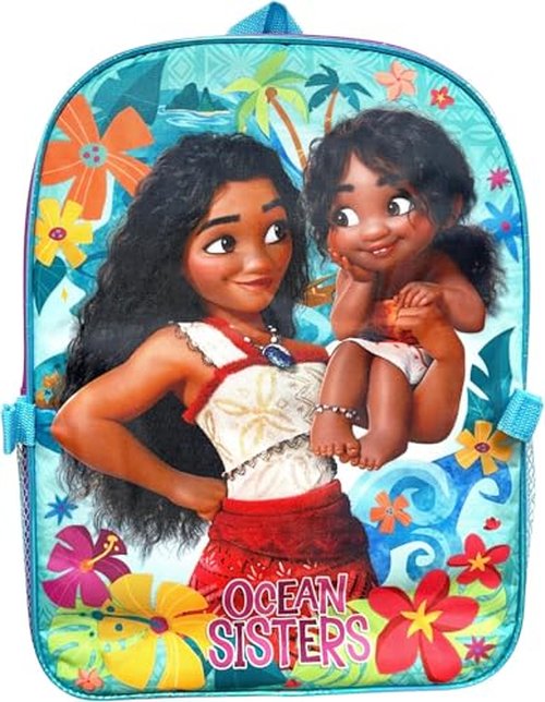 Ruz Moana Girl's 16 Inch Backpack With Removable Matching Lunch Box Set (Moana-Ocean Sisters)