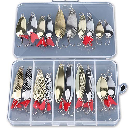 DONQL Fishing Lures Set B - 16pcs Small Metal Spoons for Trout Bass