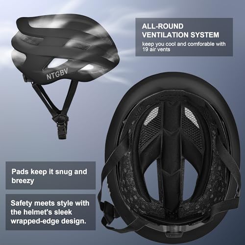 Adult Bike Helmet with Adjustable Fit and Matte Black XL - Certified Safety