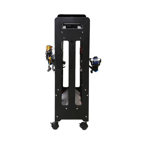 JOYWAVE Fishing Rod Holder,Fishing Pole Holders for Garage,Plastic Fishing Rod Rack,16-Slots,Portable Wheels