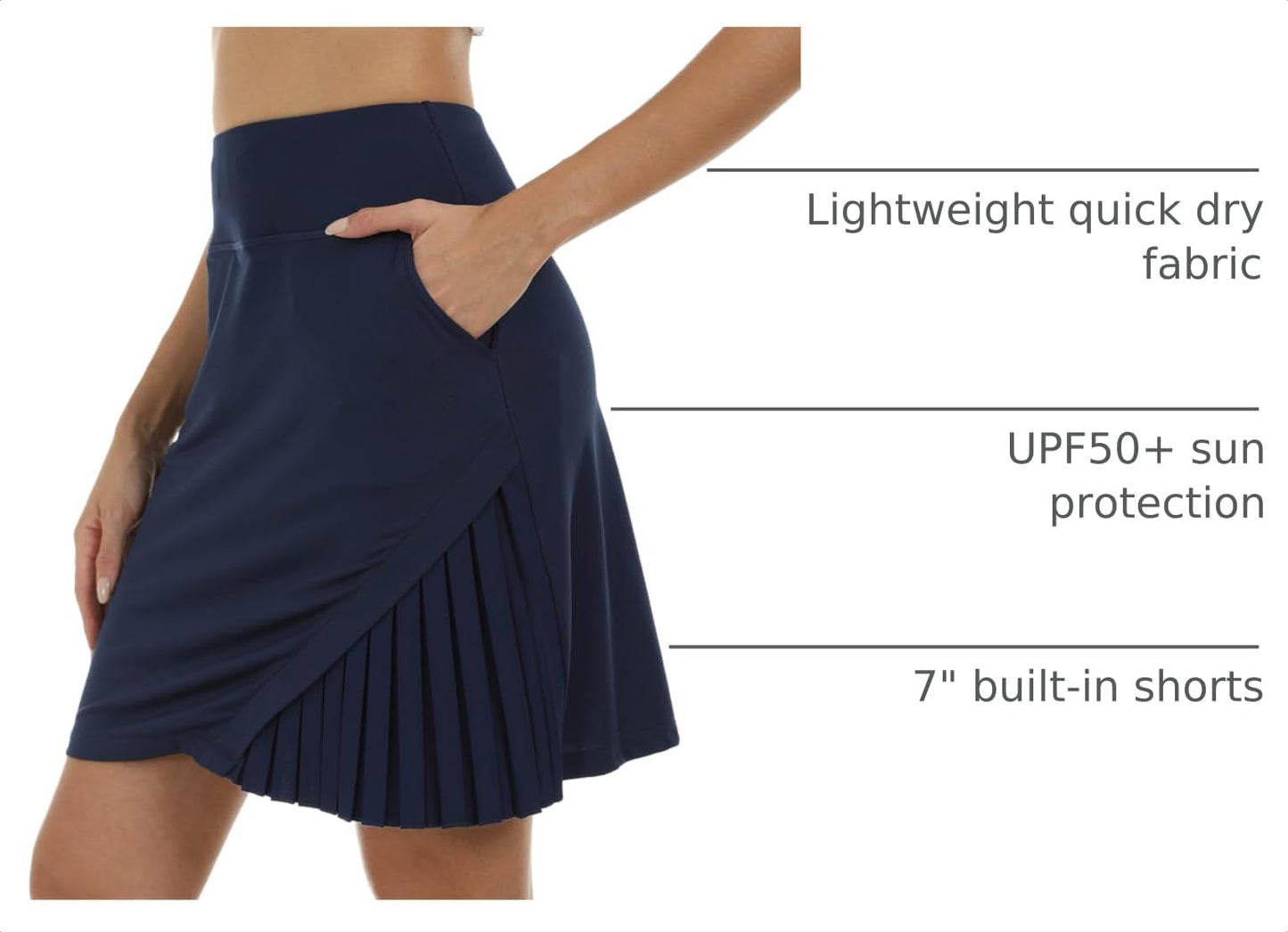 MoFiz Women's Tennis Skirts High Waisted Lightweight Athletic Golf Skorts Skirts Ladies Casual Skort with Pockets Navy XS