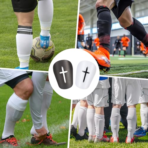 Mini Soccer Shin Guards 2 Pairs Black & White Impact Protection for Men Women