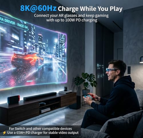 USB-C to AR Glasses Charging Adapter 8K@60Hz 100W Fast Charge Hub