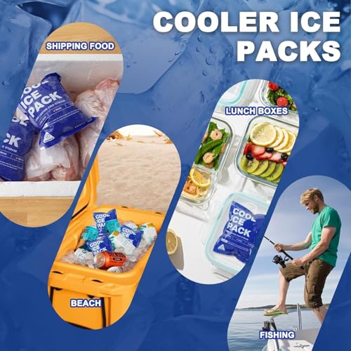 24 Pcs Slim 4x5 Inch Reusable Cold Packs for Coolers & Food Shipping