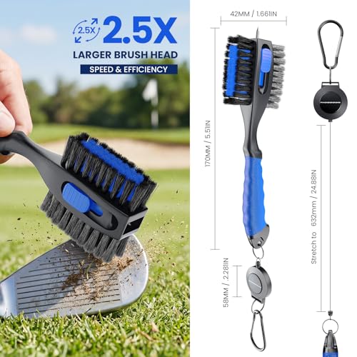 Golf Club Cleaner Kit with Retractable Brush and Waterproof Bag