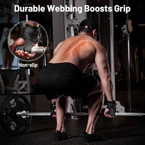 MANUEKLEAR Non-Slip Wrist Straps for Weightlifting Deadlifting, Gym Lifting Straps with D Rings for Cable Machine Workout, 10mm Neoprene Padded Weight lifting Wrist Wraps for Men Women