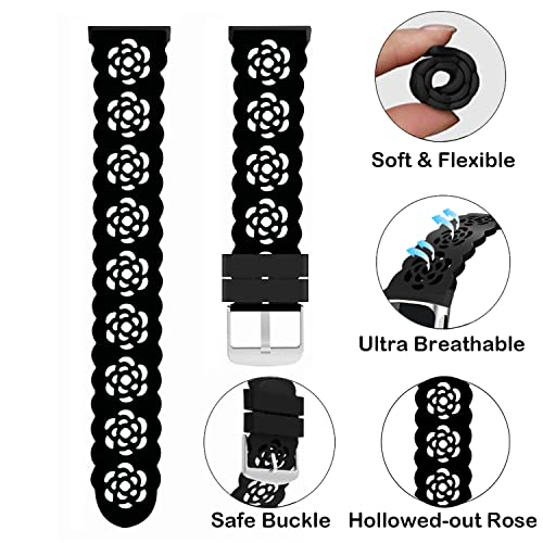 3-Pack Slim Silicone Bands for Fitbit Inspire 3/2/HR - Rose, Black, Navy Blue
