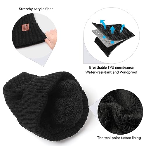 OZERO Knit Beanie Winter Hat, Thermal Thick Polar Fleece Snow Skull Cap for Men and Women