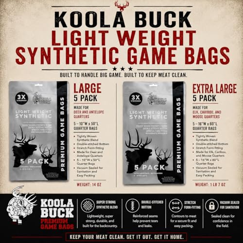 Synthetic Game Bags for Hunting | Ultra-Light 5 Pack Deer Qtr Bags