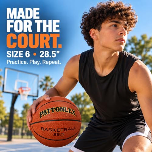 Size 6 Youth Basketball 28.5 Inch Indoor Outdoor Composite Leather - Brown No.6