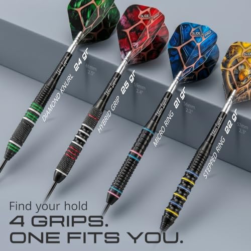 Urban Legends Steel Tip Darts 12-Pack with 4 Weights & Multi-Zone Grips - Manhattan Midnight Variation