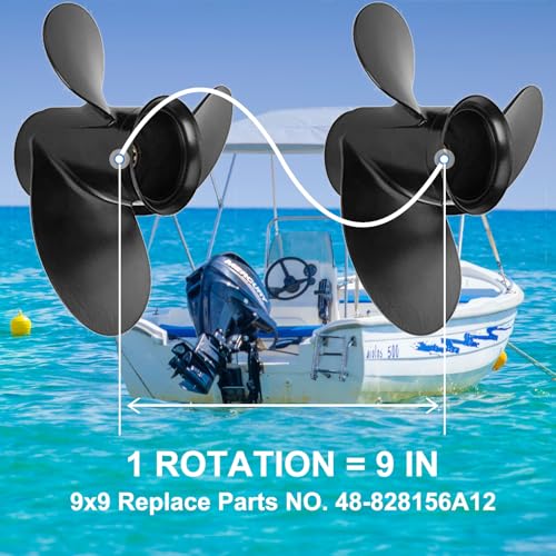 Boat Propeller for Mercury 9.9-15HP 9 Diameter 3-Blade Aluminum Quick Install