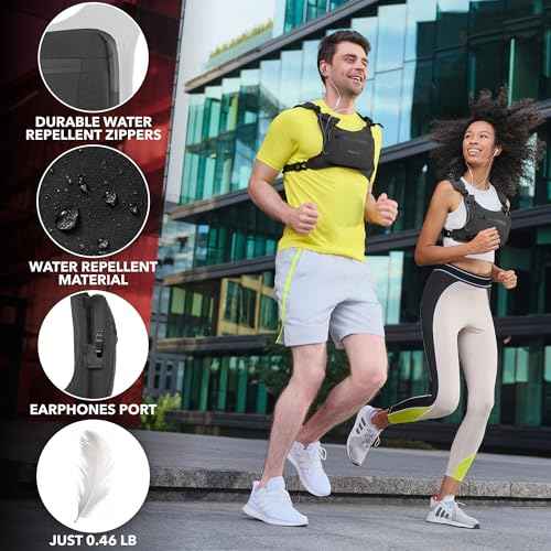 Running Chest Pack, Reflective Vest, Water Repellent, Phone Holder, Workout Bag for Runners, Cycling, Biking, EDC Pouch, Jogging Carrier, Hidden Pocket, Men & Women, Lightweight